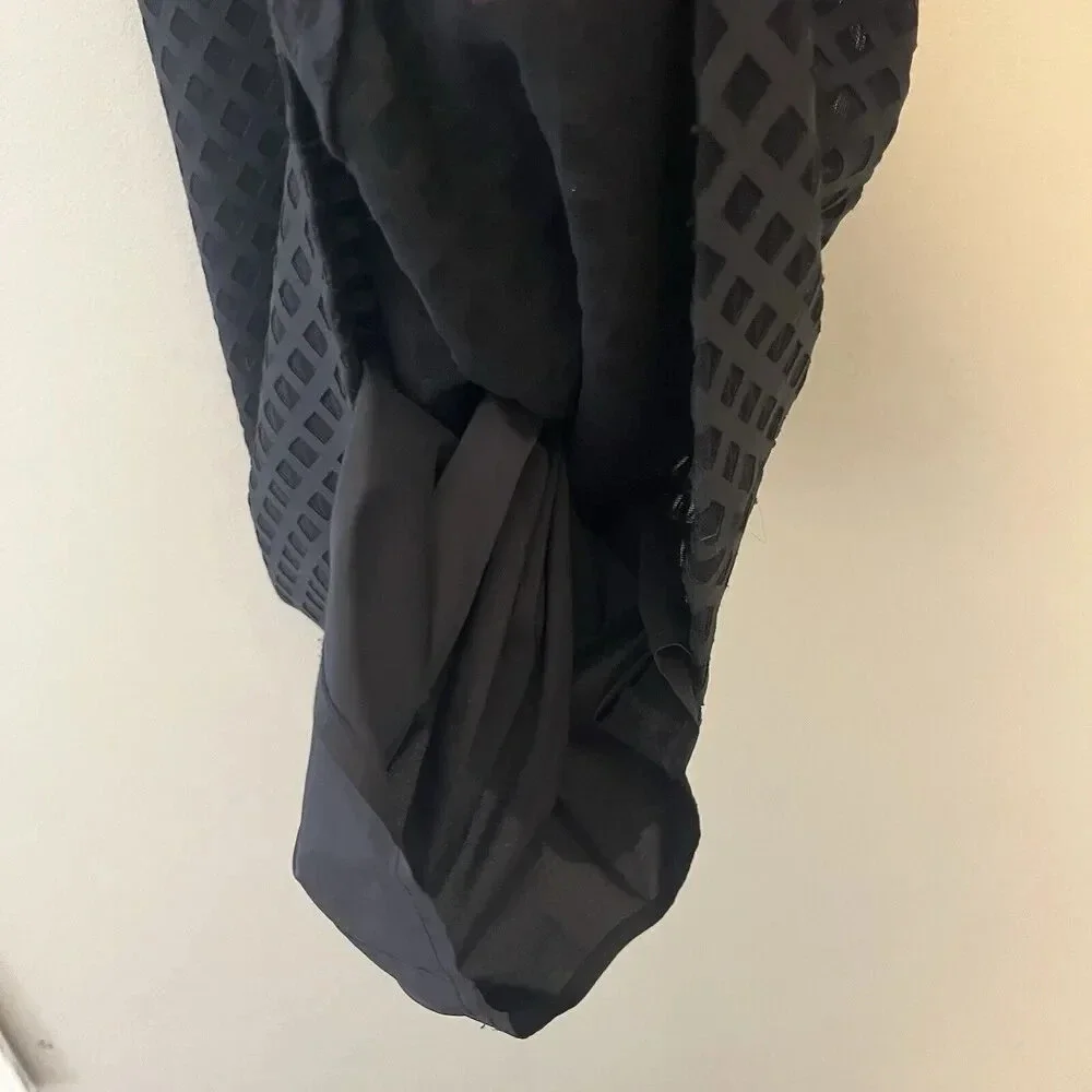 Elizabeth & James Black Neri Dress L Mini CutOut Sheer High Neck Sexy Club Party